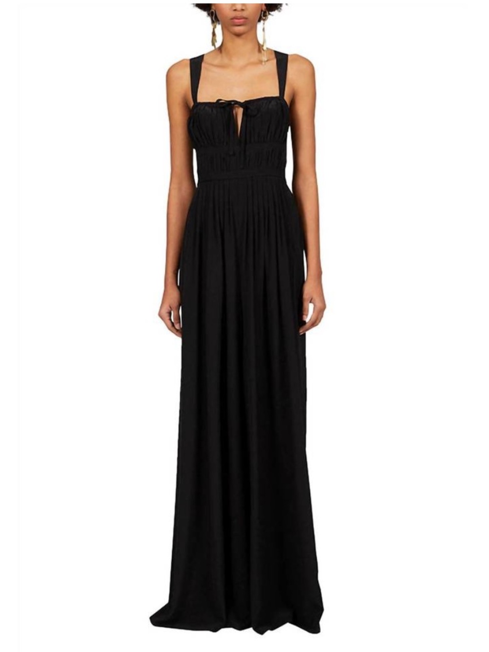 ULLA JOHNSON Josephina Jumpsuit Black Wide Leg Sleeveles Romper 100% Silk Size 2